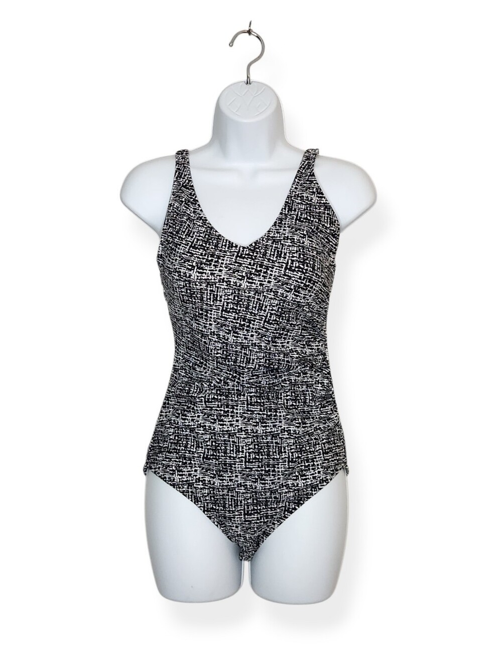 Speedo Women's Black & White Patterned One Piece Bathing Suit Swimsuit Size 8